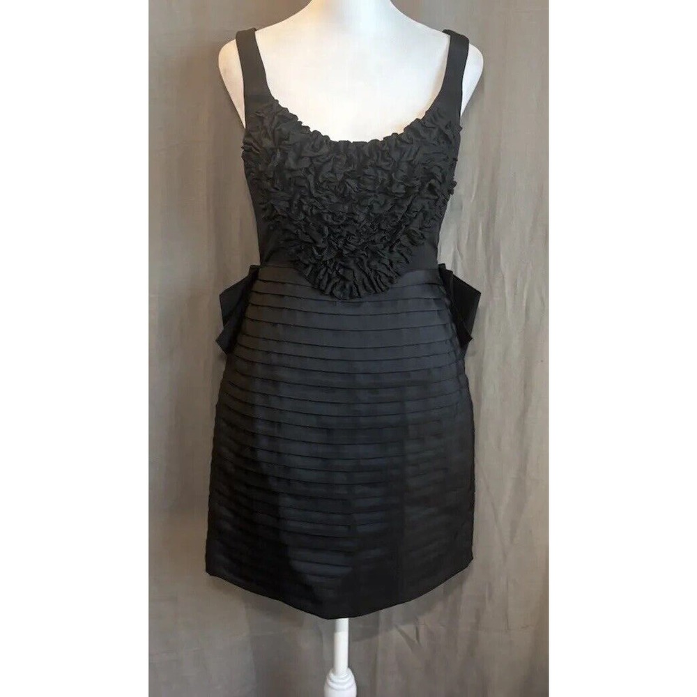 Vintage Laundry Shelli Segal Black Ruched Heart Dress Bow Back Coquette Style